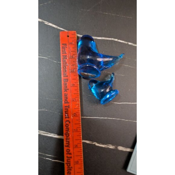Handmade Bluebird Of Happiness Glass Figurines By Terra Studios Pair Of 1991 Si - Picture 8 of 11